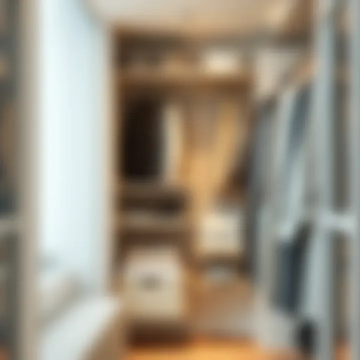 Well-organized closet featuring a shelf hanging organizer optimizing space and aesthetics.