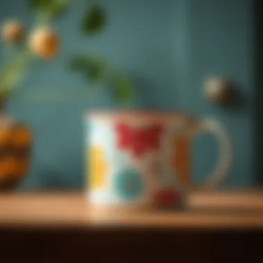 Vintage-inspired coffee mug with retro patterns