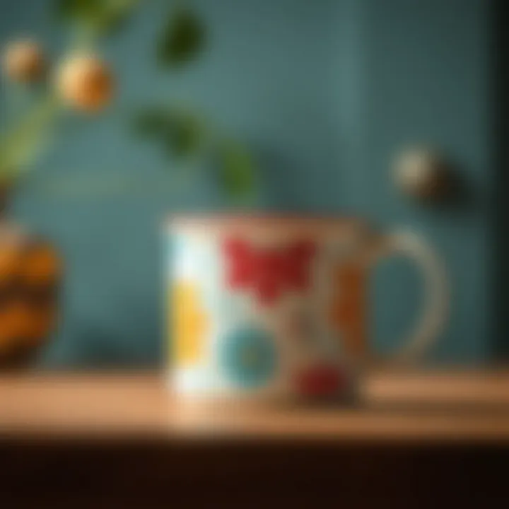 Vintage-inspired coffee mug with retro patterns